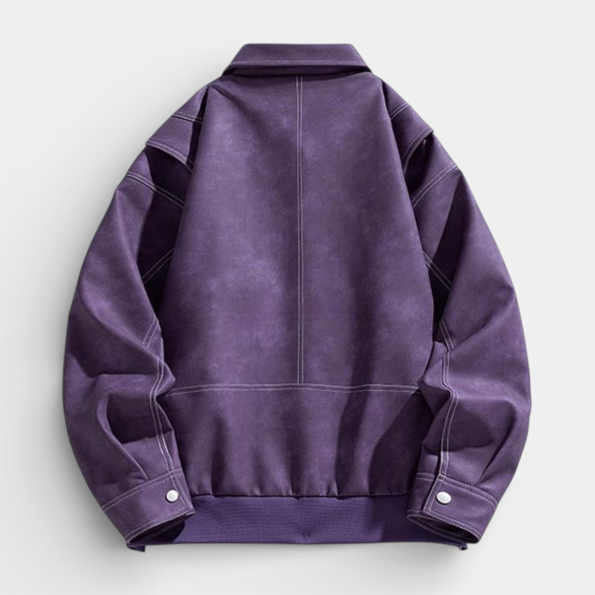 Collared Zip Jacket Suede-Touch Relaxed Fit for Men