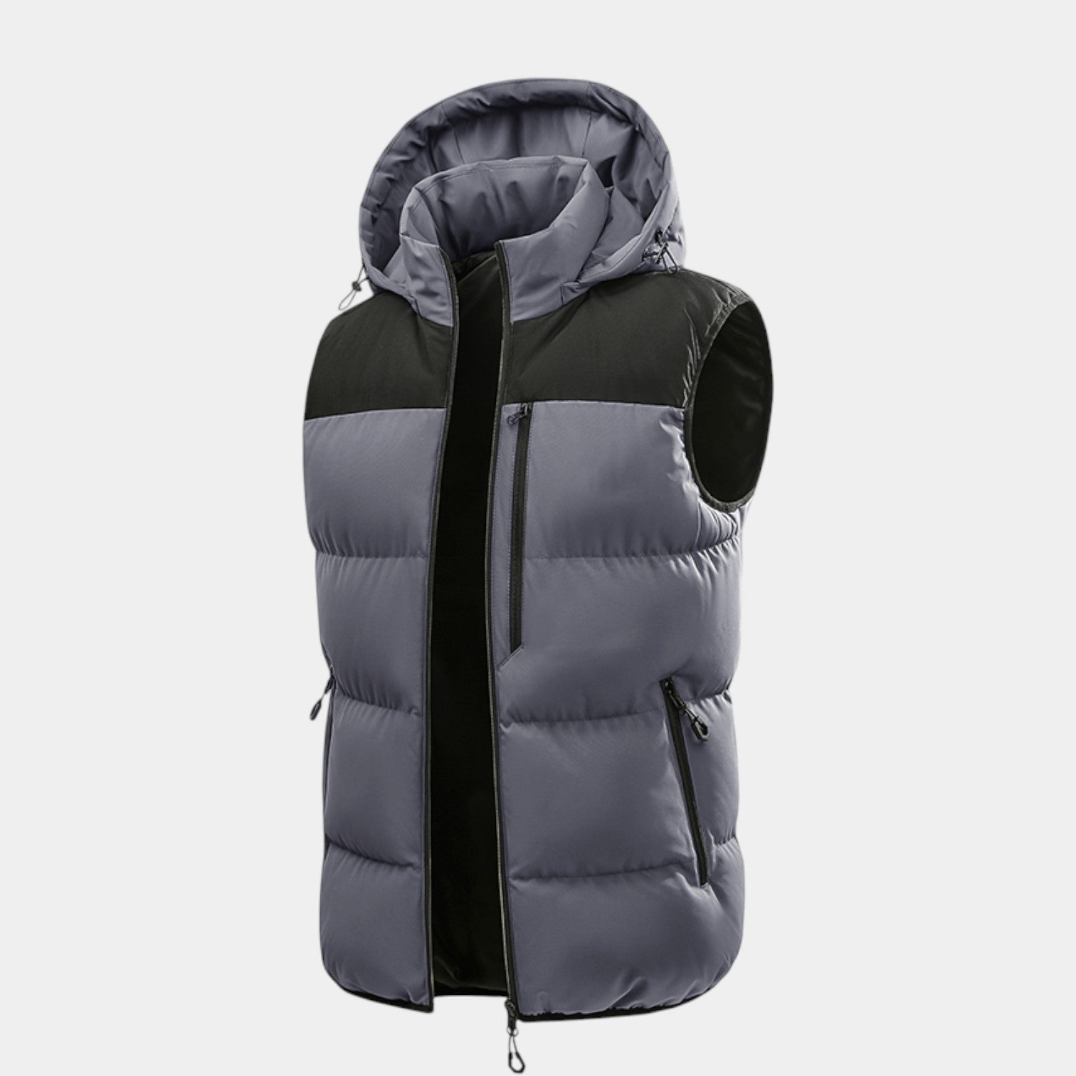 Hooded Puffer Vest Quilted Zip-Up Regular Fit for Men