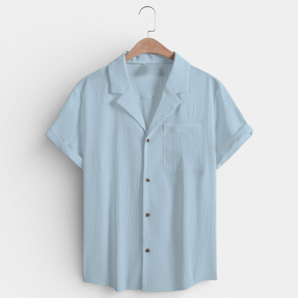 Short Sleeve Button-Up Textured Shirt Regular Fit for Men
