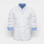 Long Sleeve Button-Up Shirt Contrast Cuff for Men