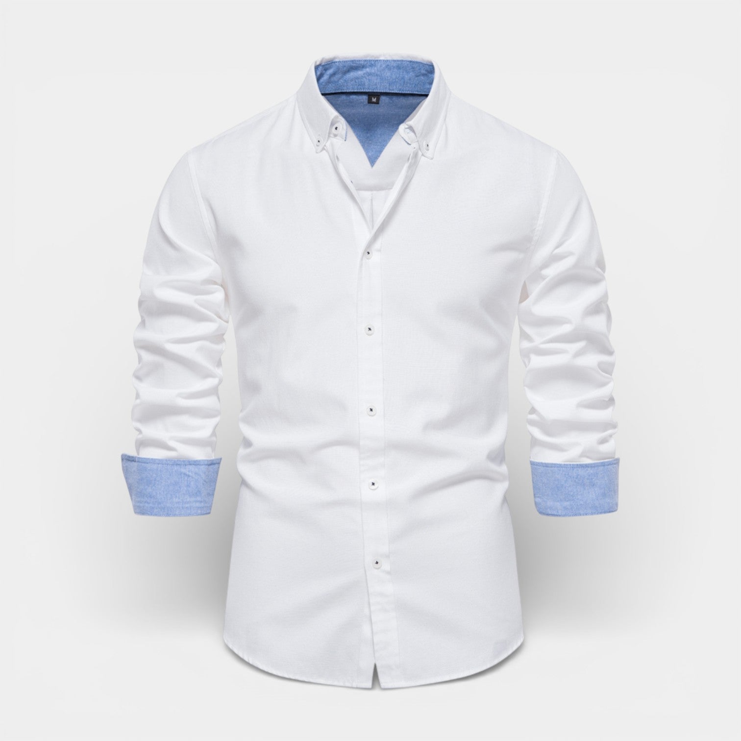 Long Sleeve Button-Up Shirt Contrast Cuff for Men