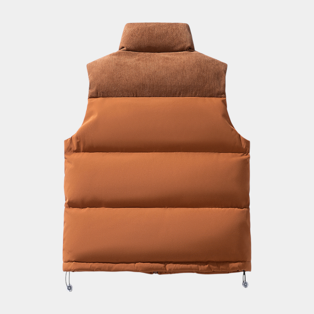 Quilted Puffer Vest Full-Zip Stand Collar for Men