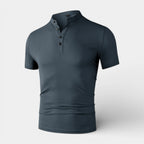 Stand Collar Henley Shirt Short Sleeve for Men