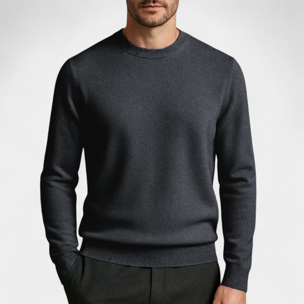 Wool Blend Crew Neck Sweater Regular Fit for Men