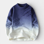 Distressed Ombre Crewneck Knit Sweater Regular Fit for Men