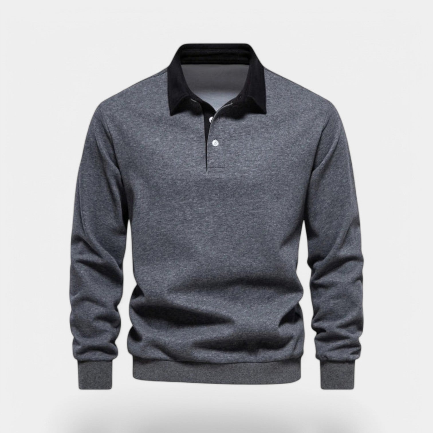 Dress Collar Polo Sweatshirt Cotton Pullover for Men
