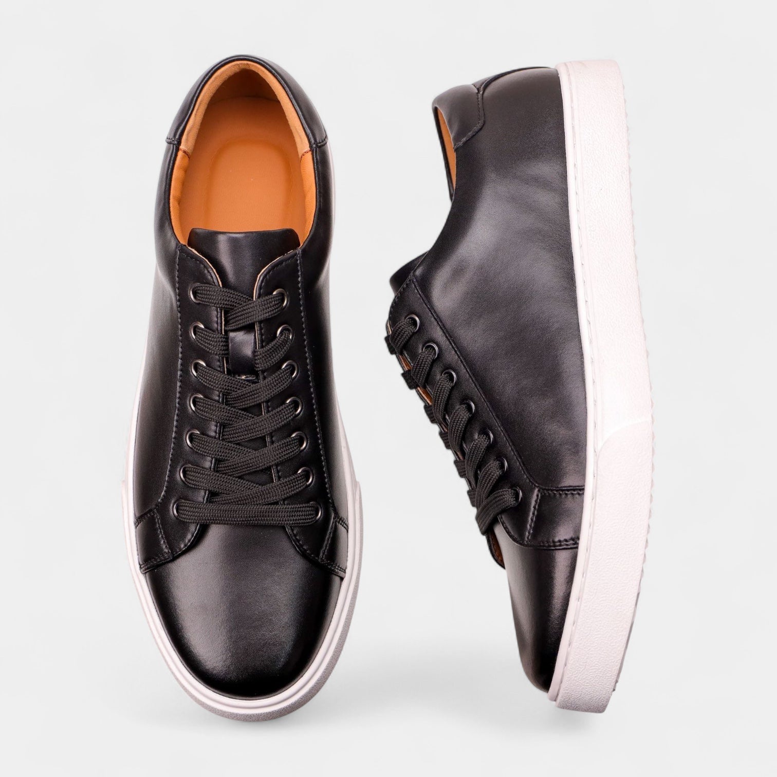 Low-Top Leather Sneakers Lace-Up Cushioned for Men