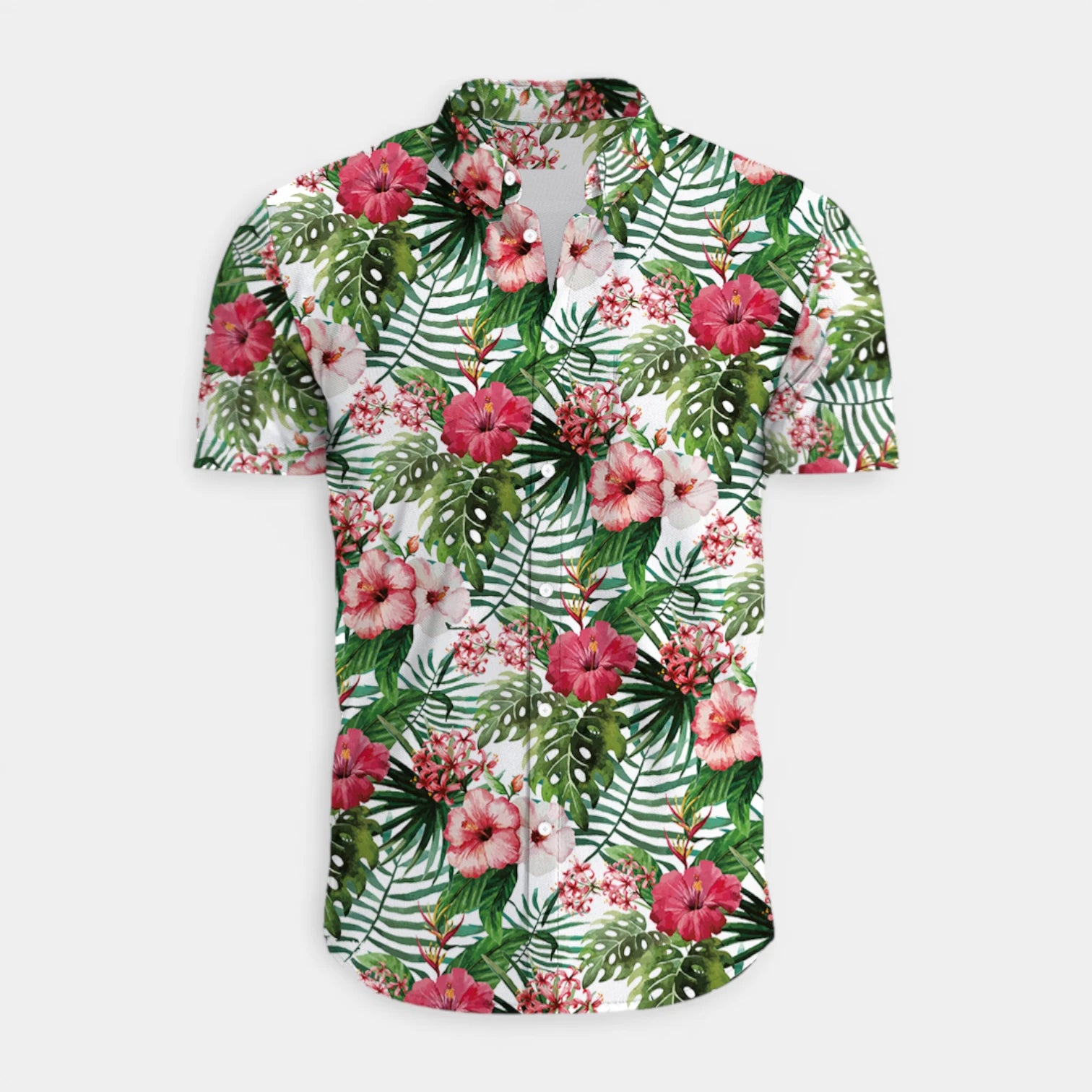 Tropical Floral Print Shirt Short Sleeve Regular Fit for Men