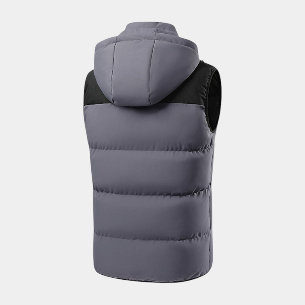 Hooded Puffer Vest Quilted Zip-Up Regular Fit for Men