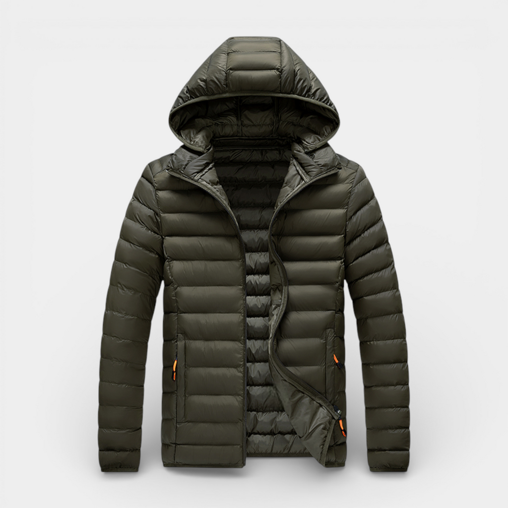 Hooded Quilted Jacket Lightweight Padded for Men