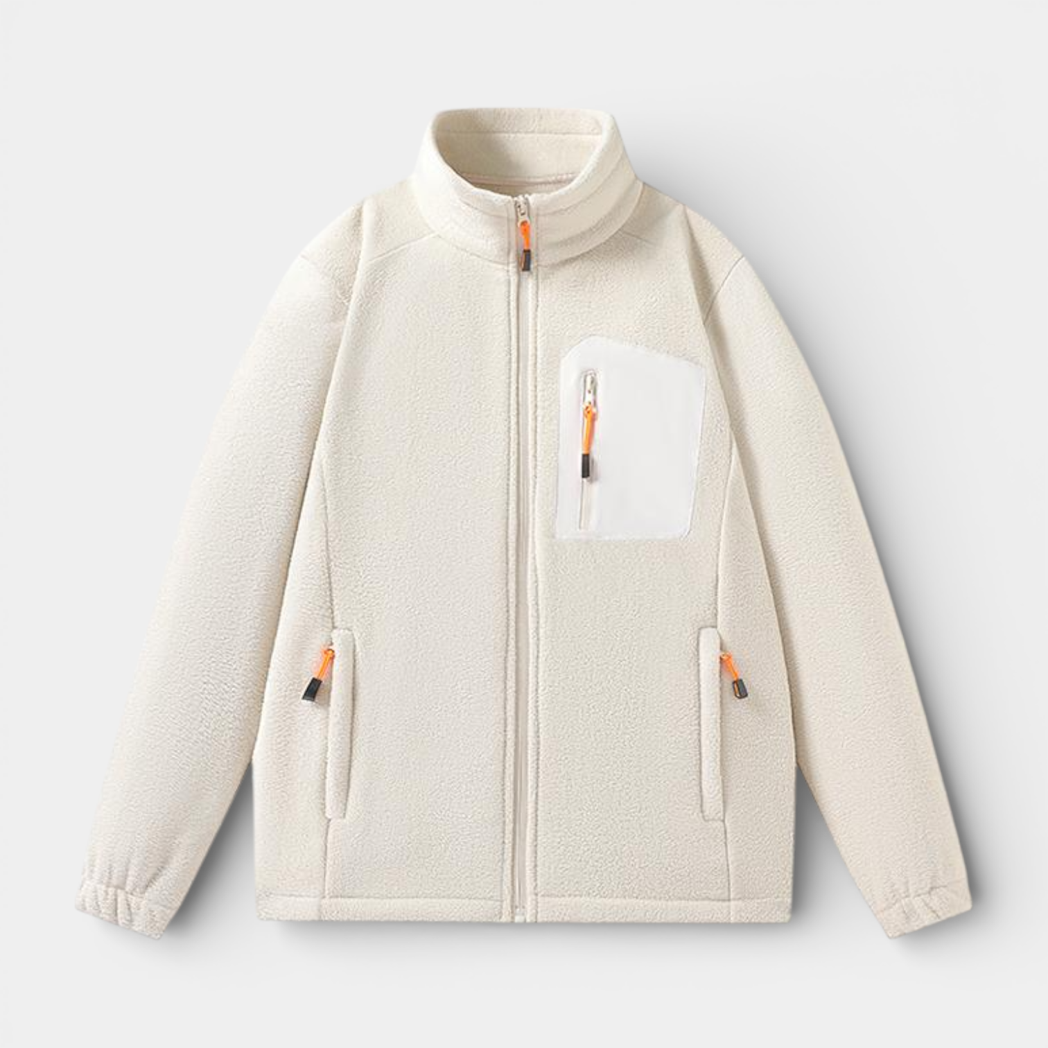 Fleece Full-Zip Jacket Stand Collar Regular Fit for Men