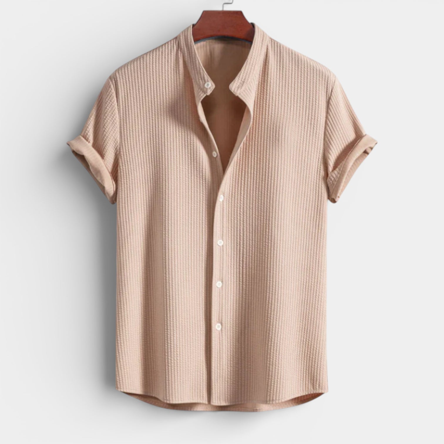 Textured Short Sleeve Button-Up Shirt Regular Fit for Men