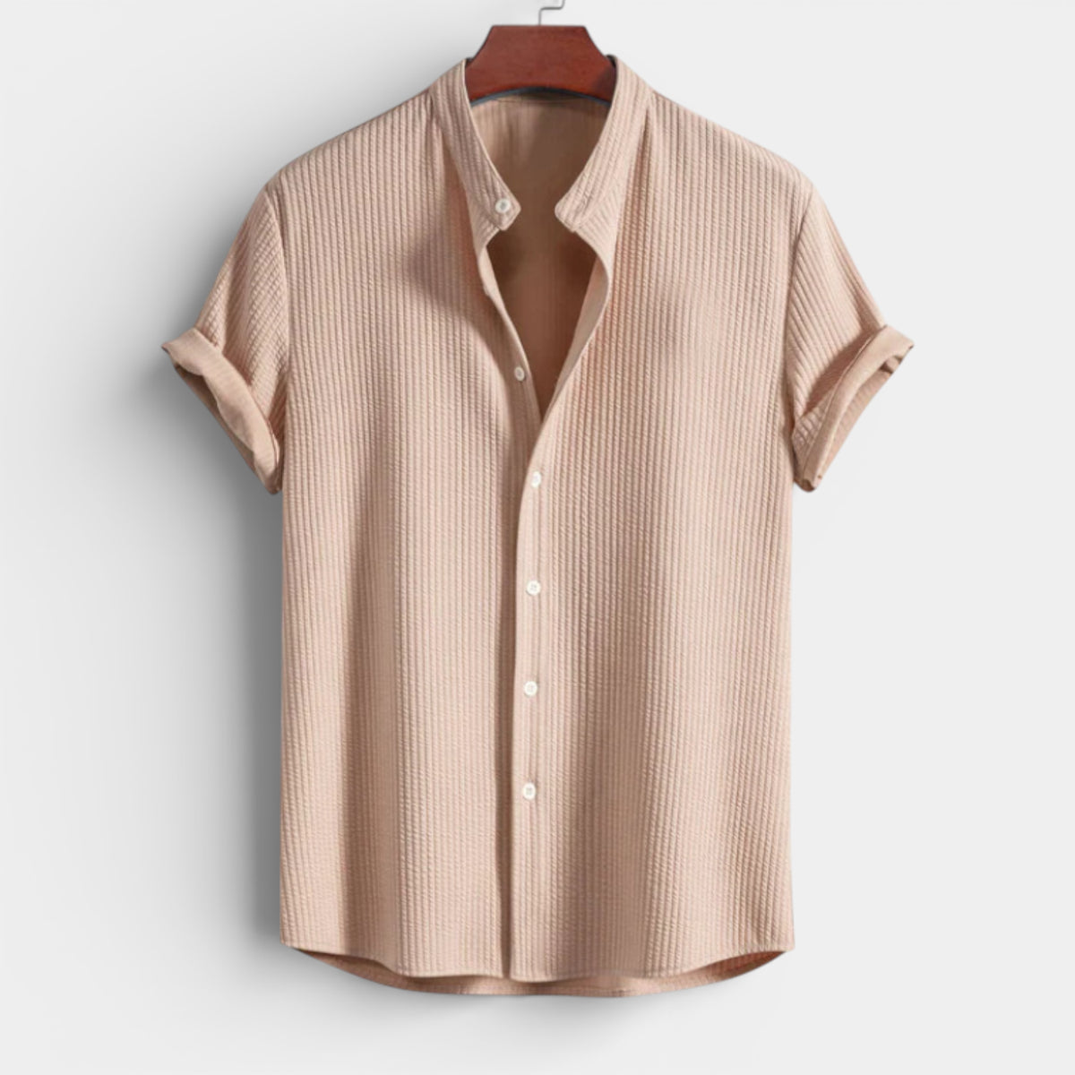Textured Short Sleeve Button-Up Shirt Regular Fit for Men