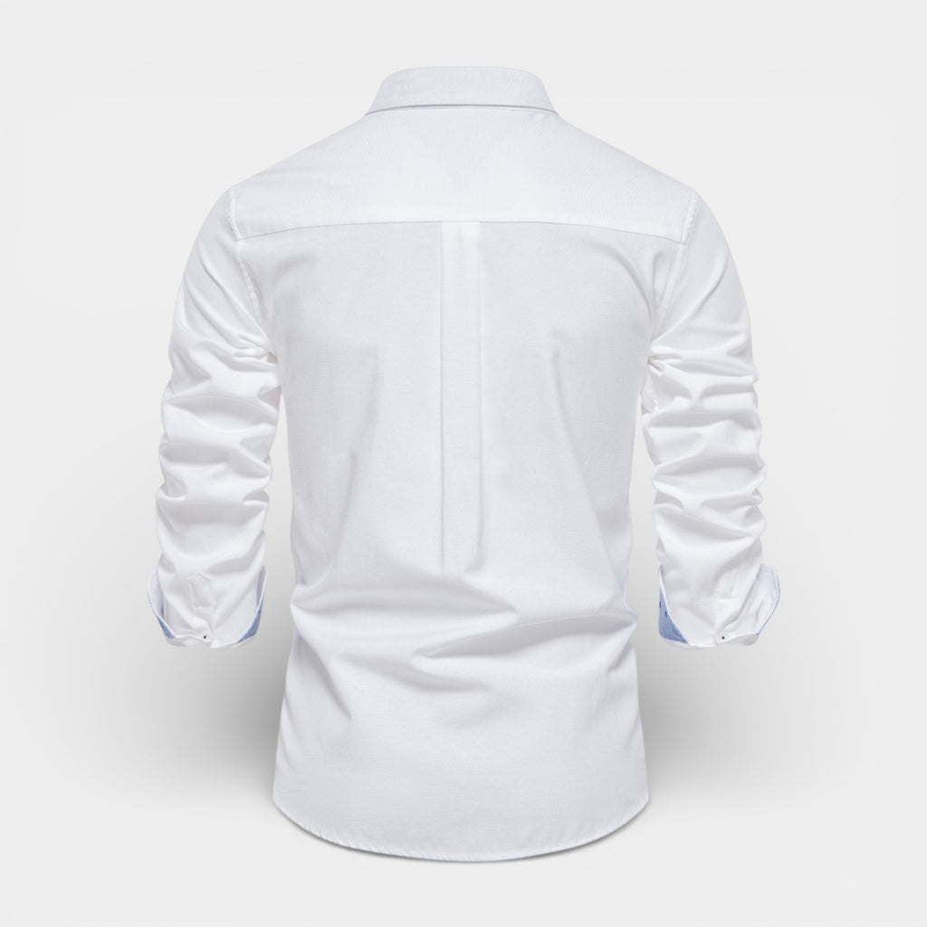 Long Sleeve Button-Up Shirt Contrast Cuff for Men