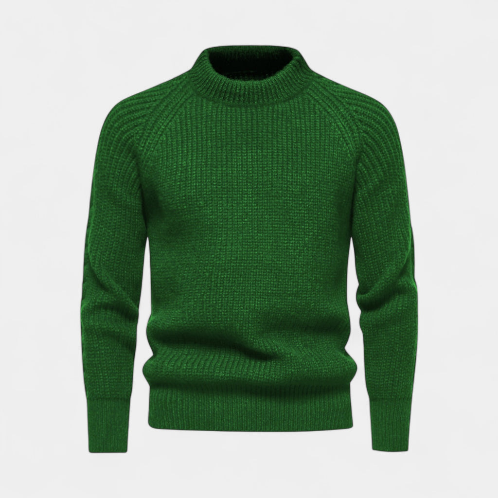 Chunky Knit Wool Blend Crewneck Sweater for Men