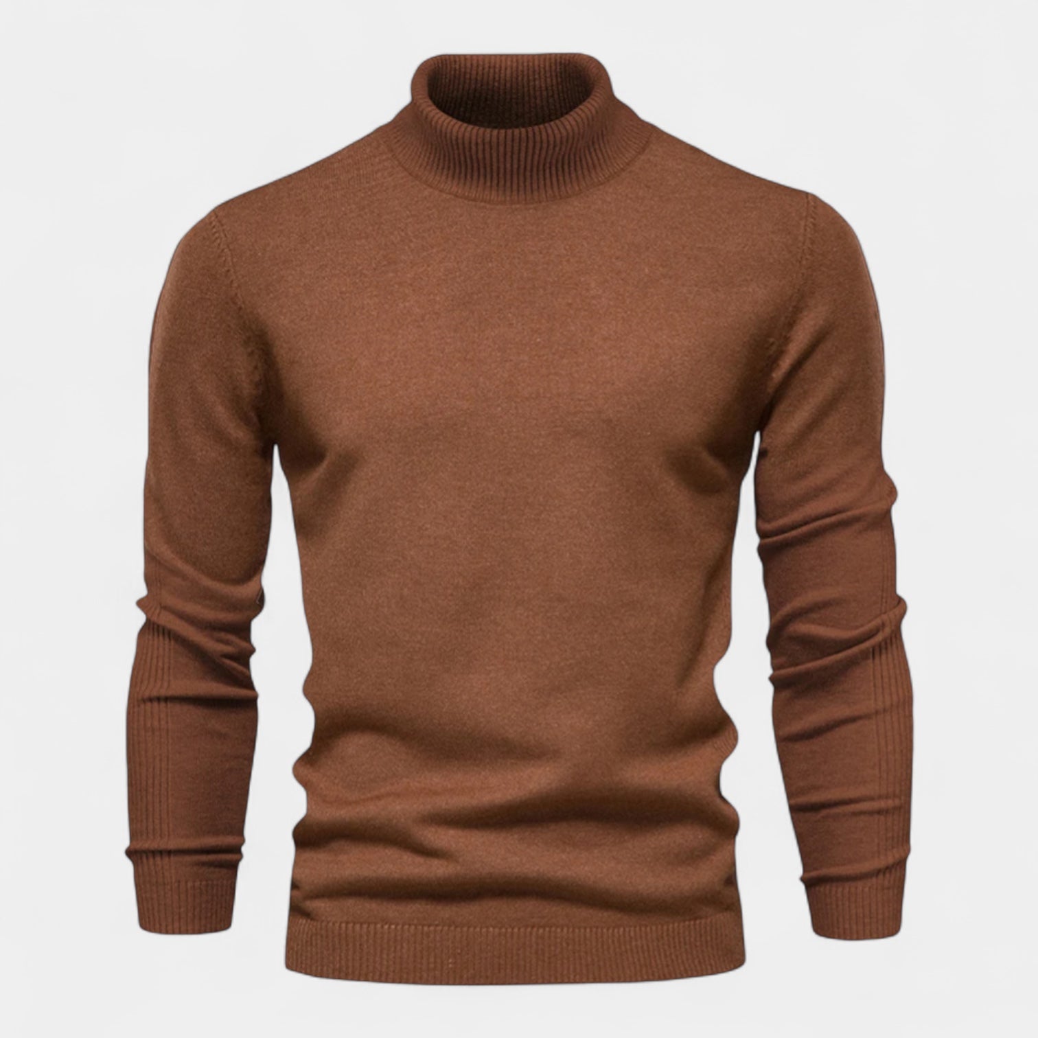 Ribbed Turtleneck Sweater Slim Fit Knit for Men