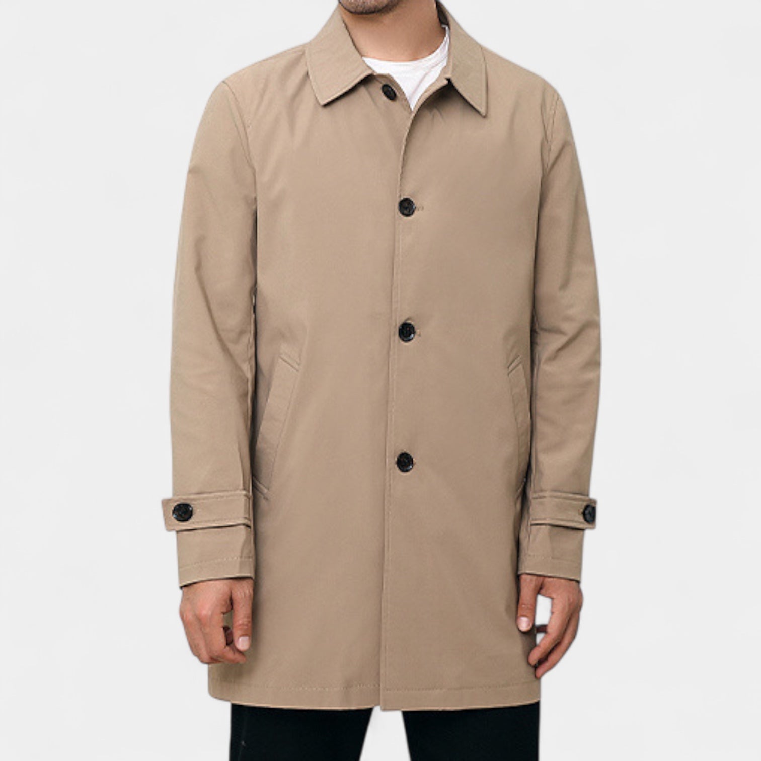 Waterproof Trench Coat Regular Fit Mid-Length for Men