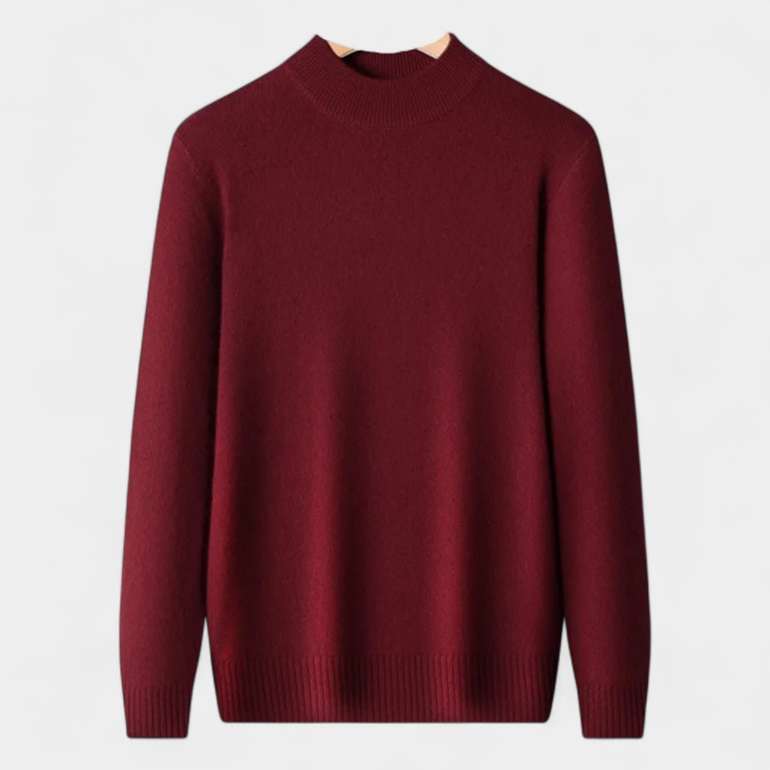 Merino Blend Half-Turtleneck Pullover Ribbed Knit for Men