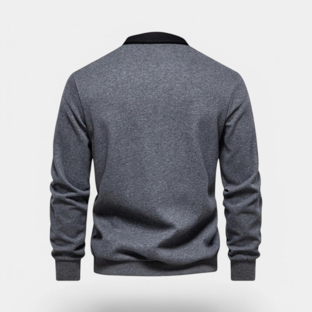 Dress Collar Polo Sweatshirt Cotton Pullover for Men