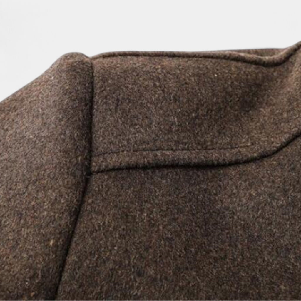 Wool-Blend Trench Coat Stand Collar Tailored Fit for Men