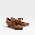 Women's Leather Lace-Up Low Heel Pumps