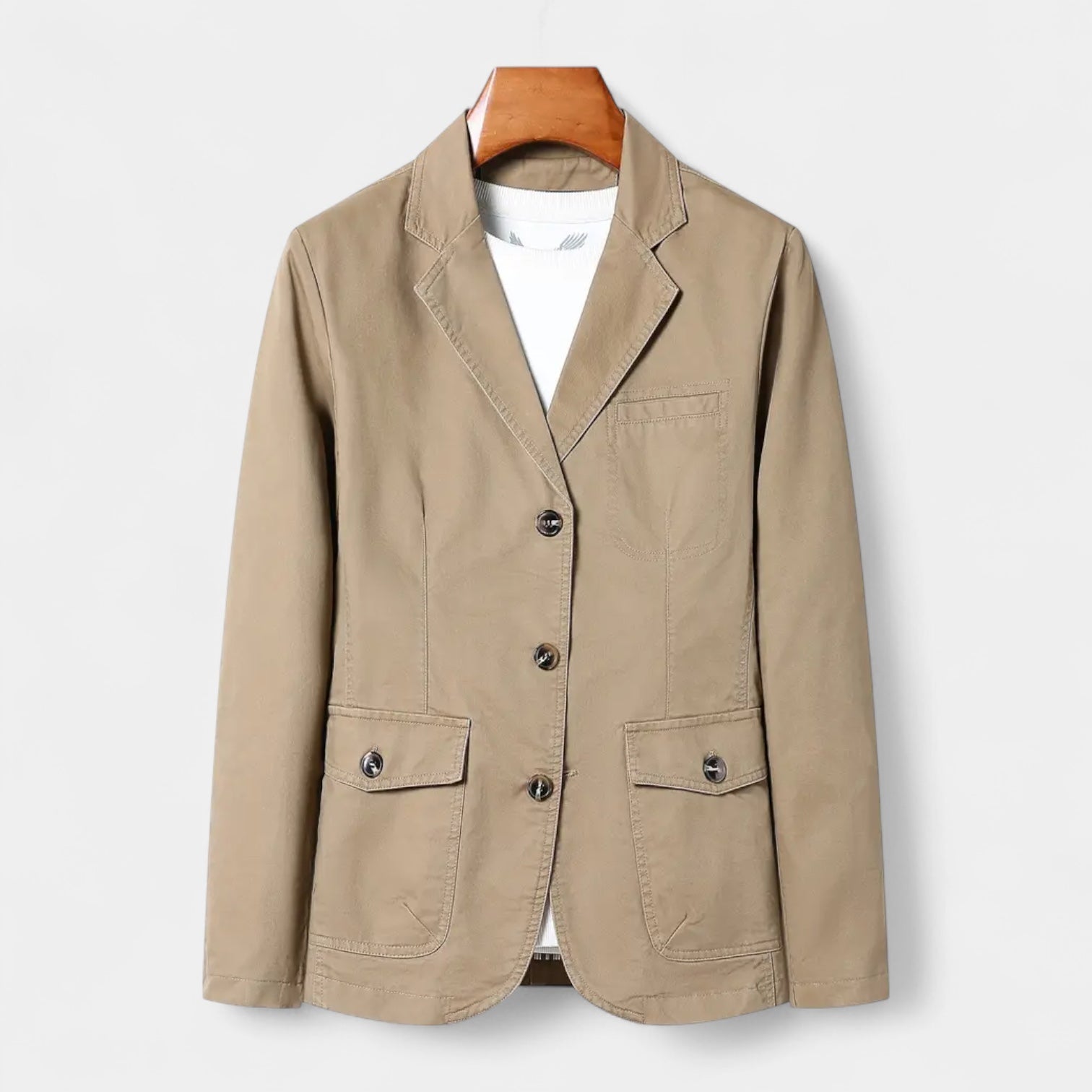 Cotton Blend Single-Breasted Blazer Notch Lapel for Men