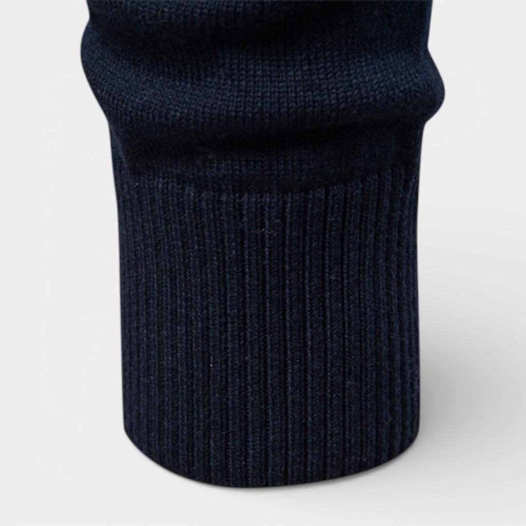 Quarter-Zip Knit Sweater Contrast Stripe Regular Fit for Men