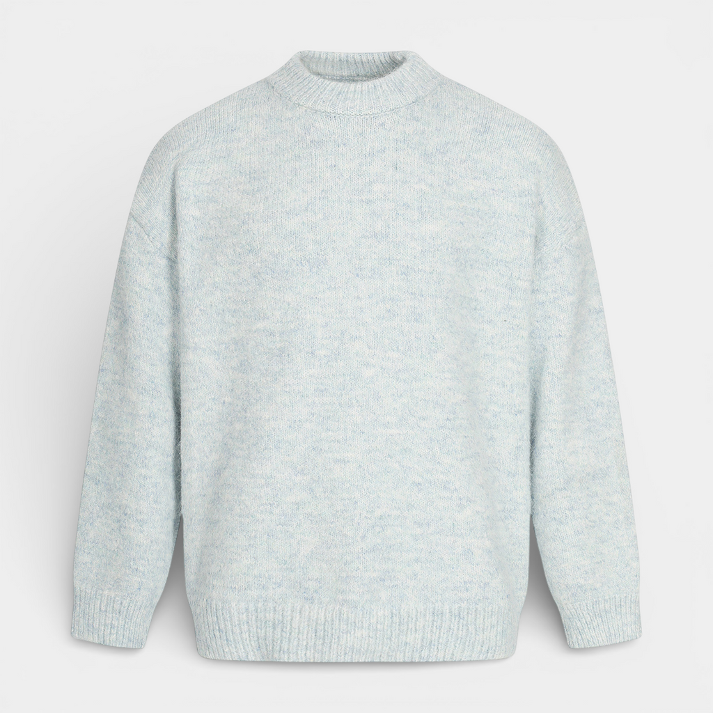 Relaxed Fit Fisherman Crewneck Knit Sweater for Men