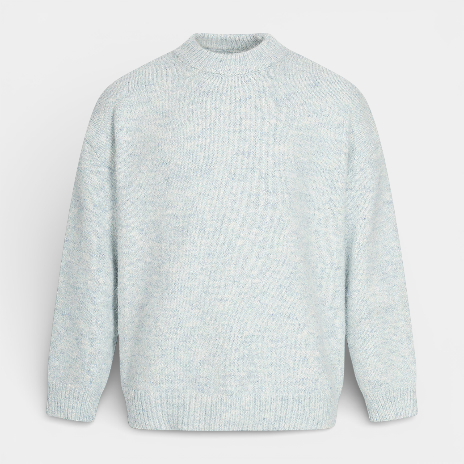 Relaxed Fit Fisherman Crewneck Knit Sweater for Men