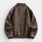 Collared Zip Jacket Suede-Touch Relaxed Fit for Men
