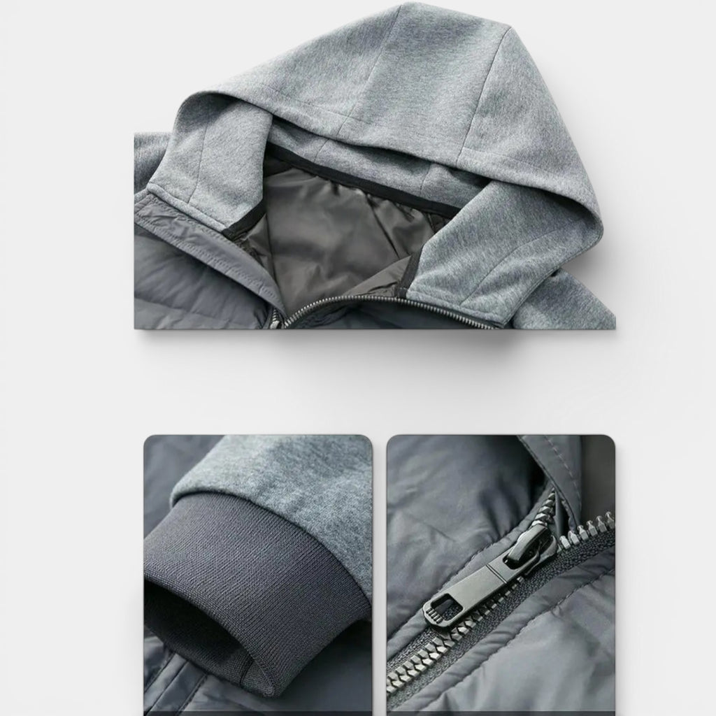 Quilted Hooded Zip-Up Bomber Jacket for Men