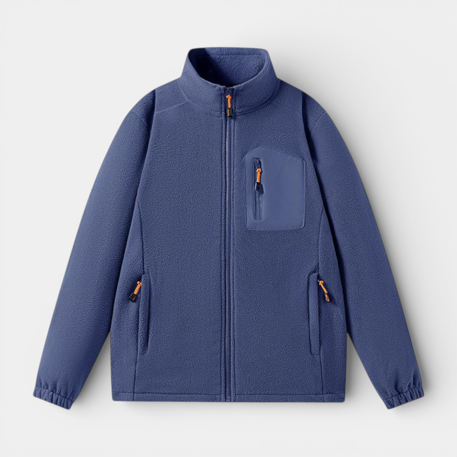 Fleece Full-Zip Jacket Stand Collar Regular Fit for Men