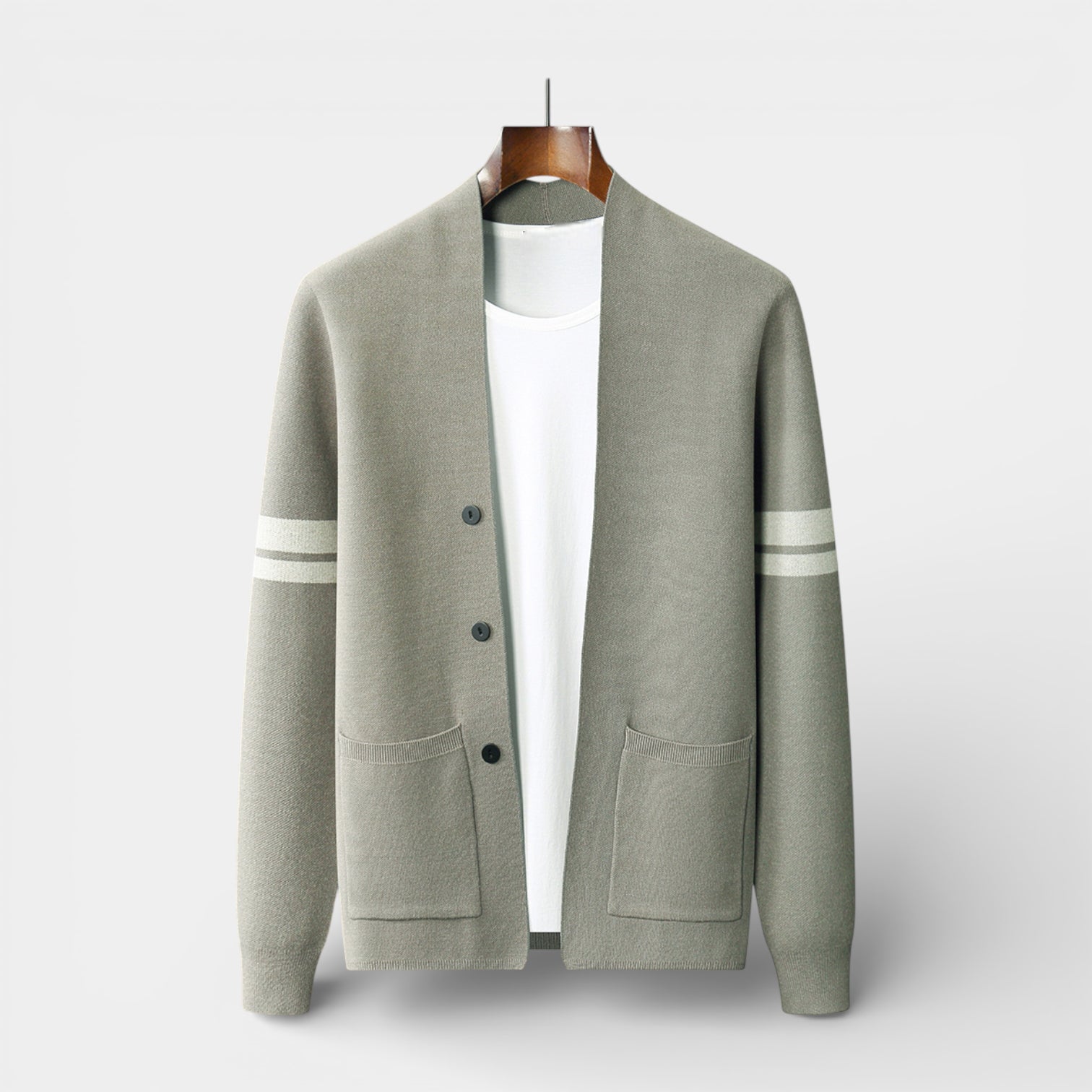 Open-Front Knit Cardigan Long Sleeve Regular Fit for Men
