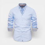 Long Sleeve Button-Up Shirt Contrast Cuff for Men