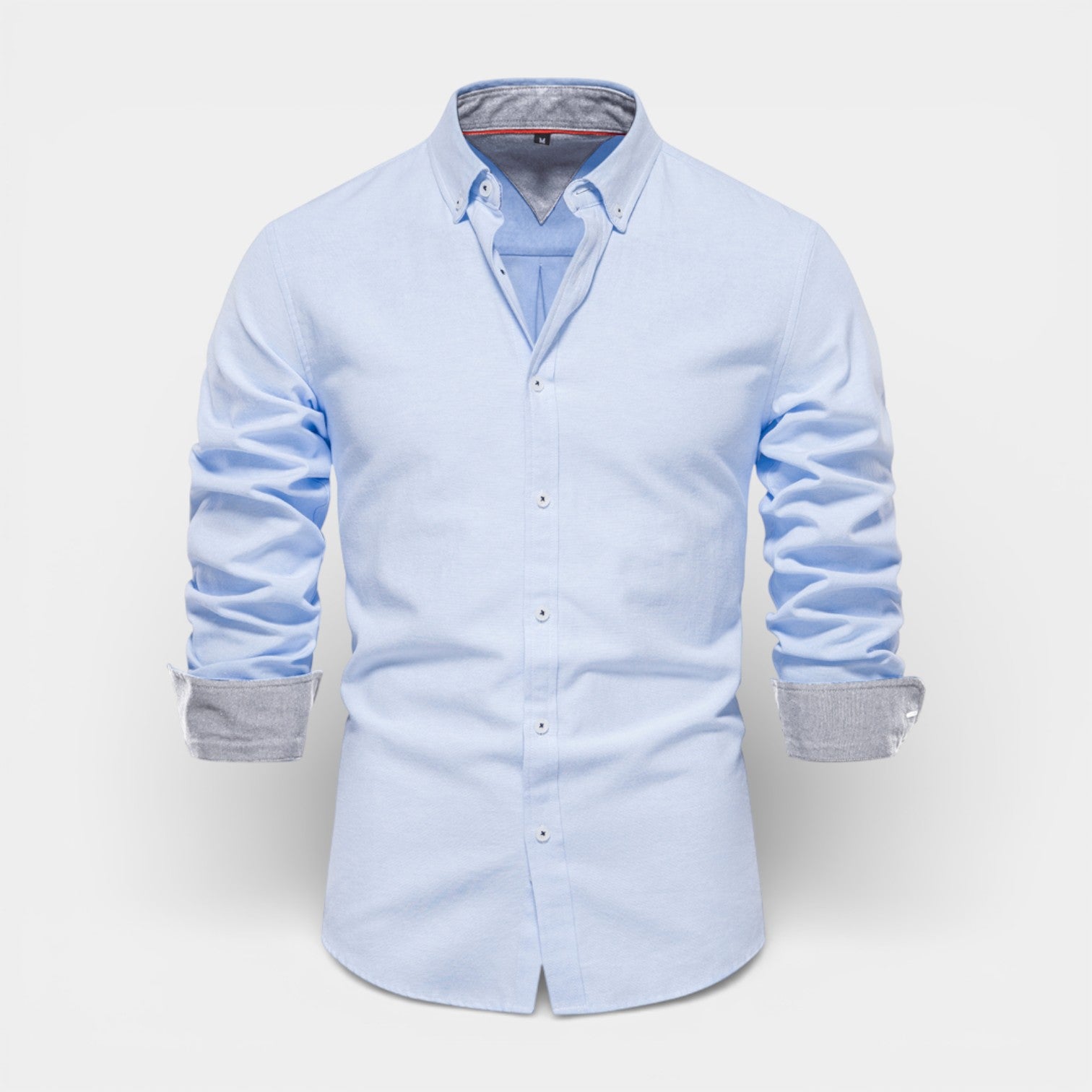 Long Sleeve Button-Up Shirt Contrast Cuff for Men