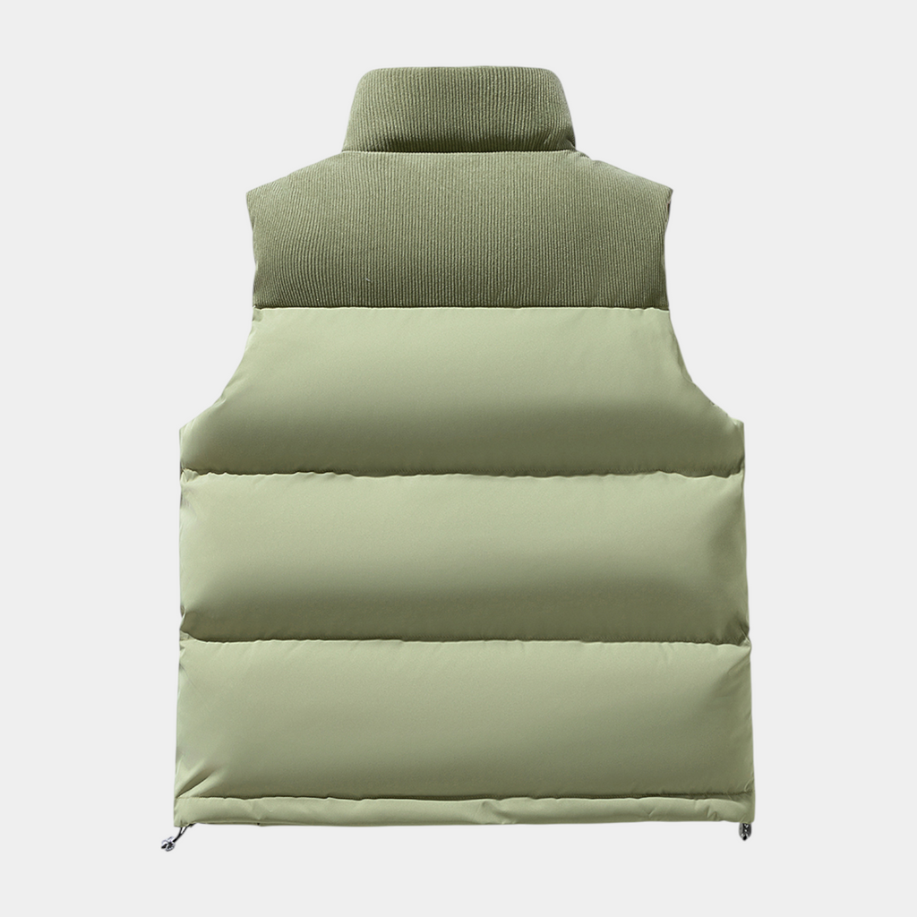 Quilted Puffer Vest Full-Zip Stand Collar for Men