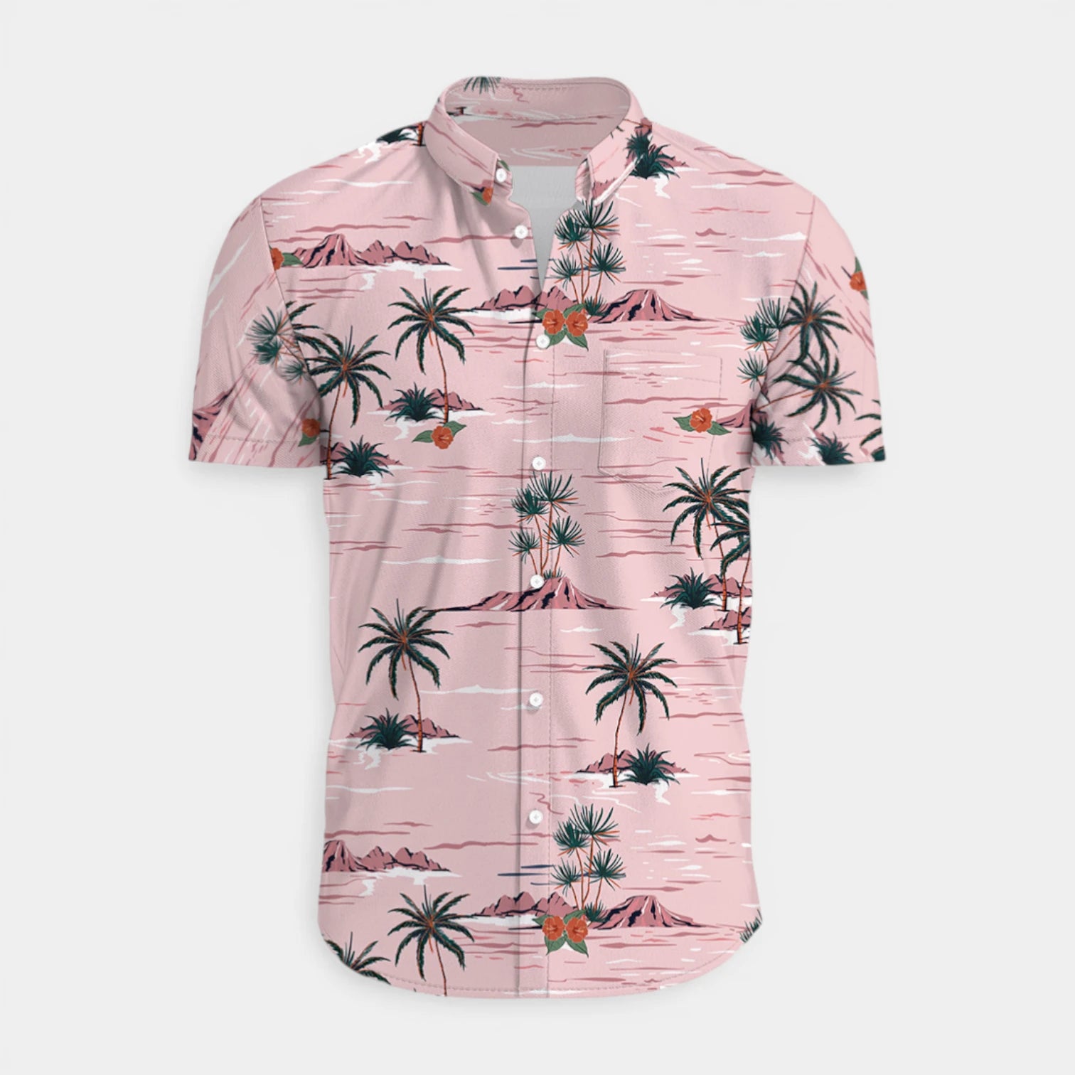 Tropical Floral Print Shirt Short Sleeve Regular Fit for Men