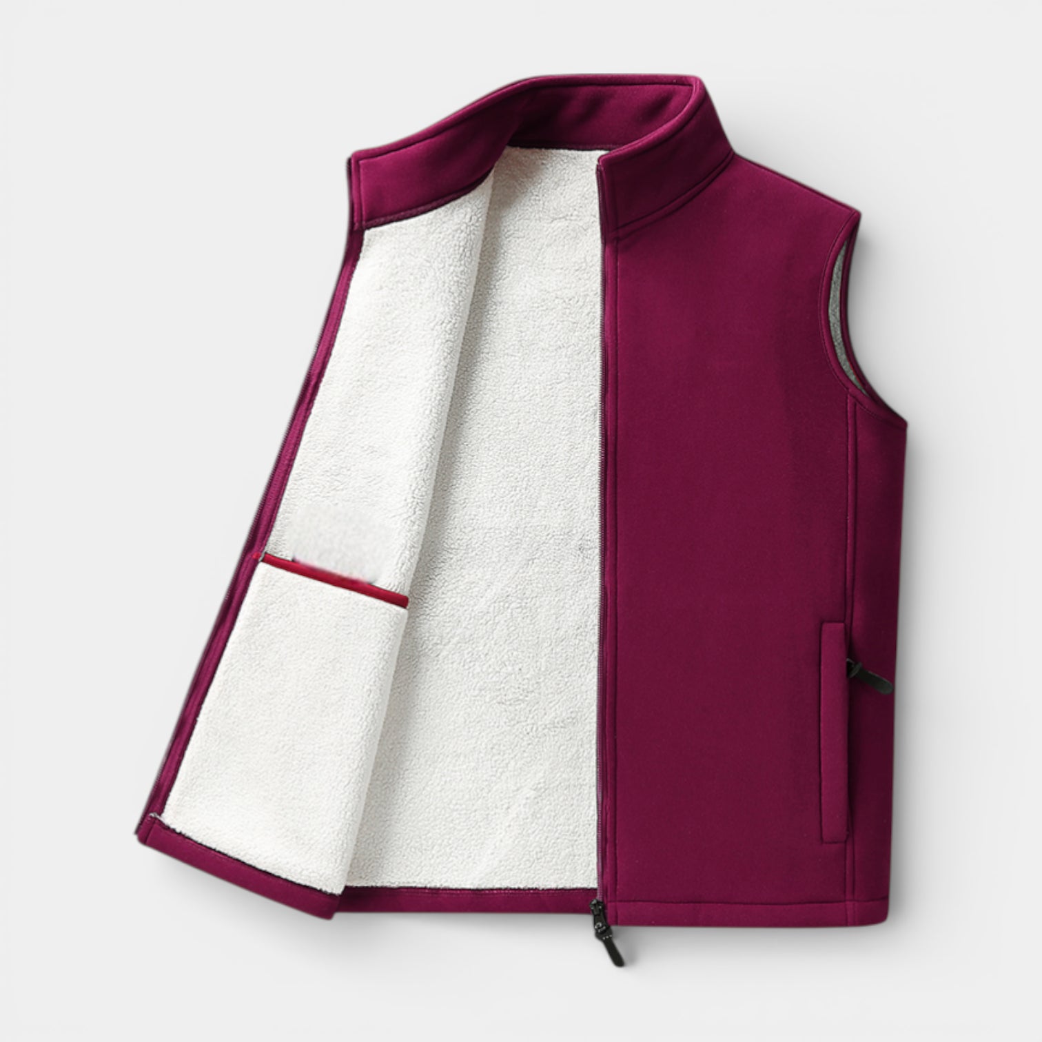 Zip-Up Stand Collar Textured Vest Regular Fit for Men
