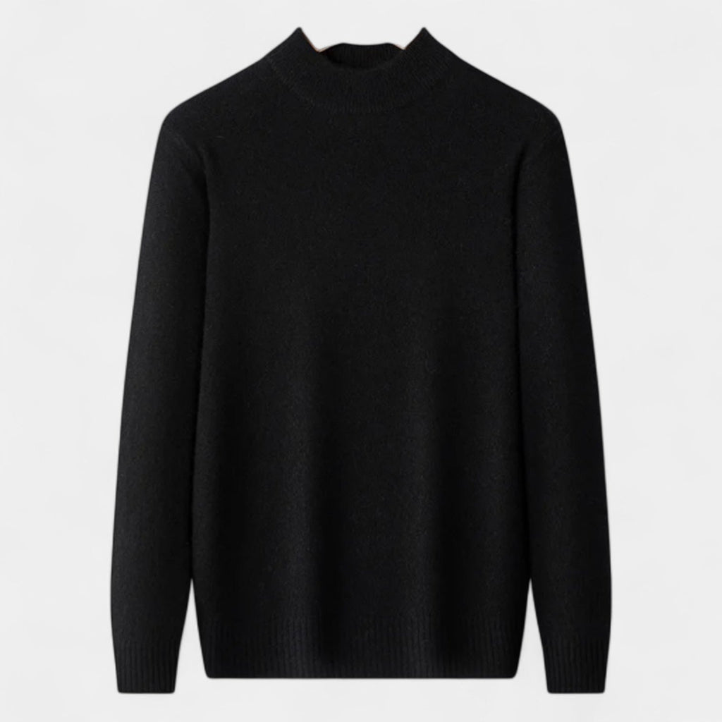 Merino Blend Half-Turtleneck Pullover Ribbed Knit for Men