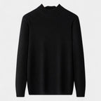 Merino Blend Half-Turtleneck Pullover Ribbed Knit for Men