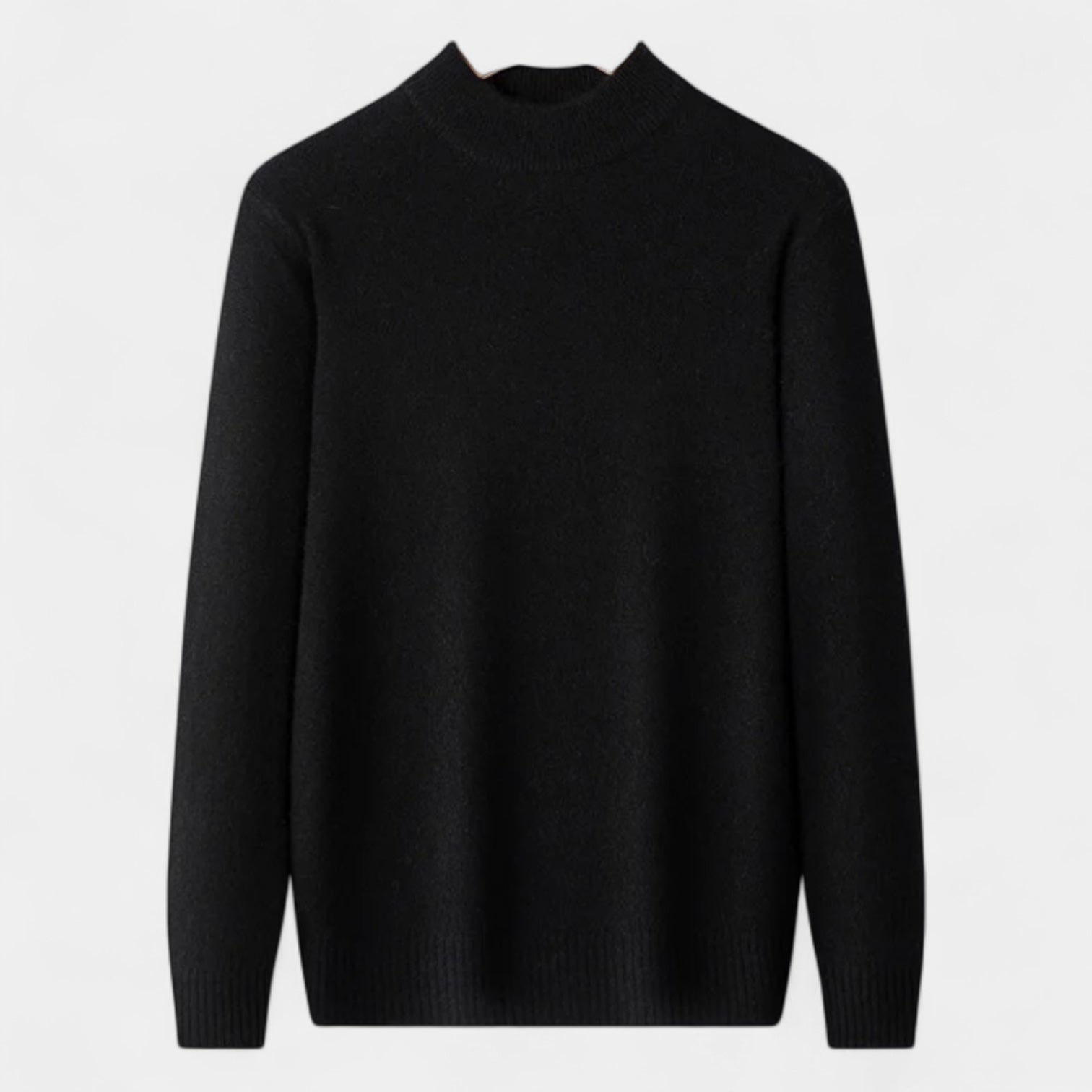 Merino Blend Half-Turtleneck Pullover Ribbed Knit for Men