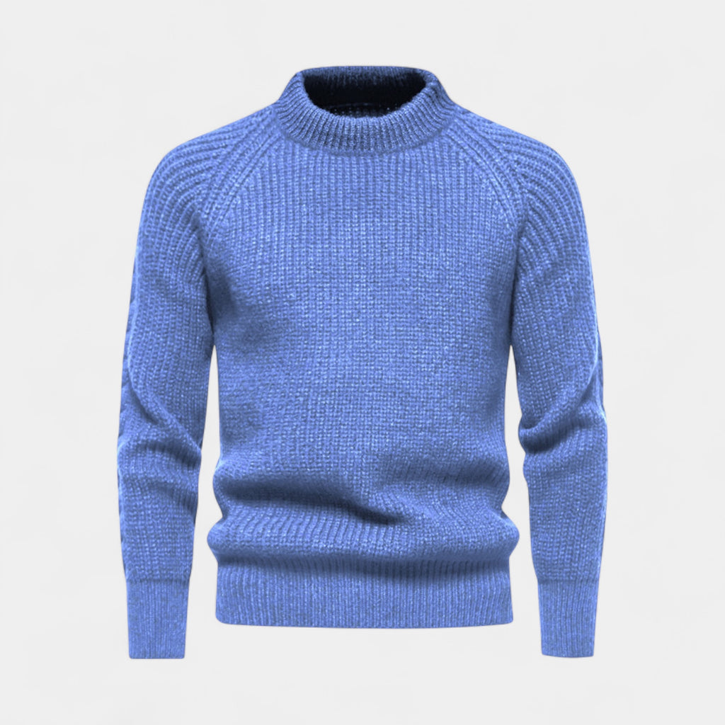 Chunky Knit Wool Blend Crewneck Sweater for Men
