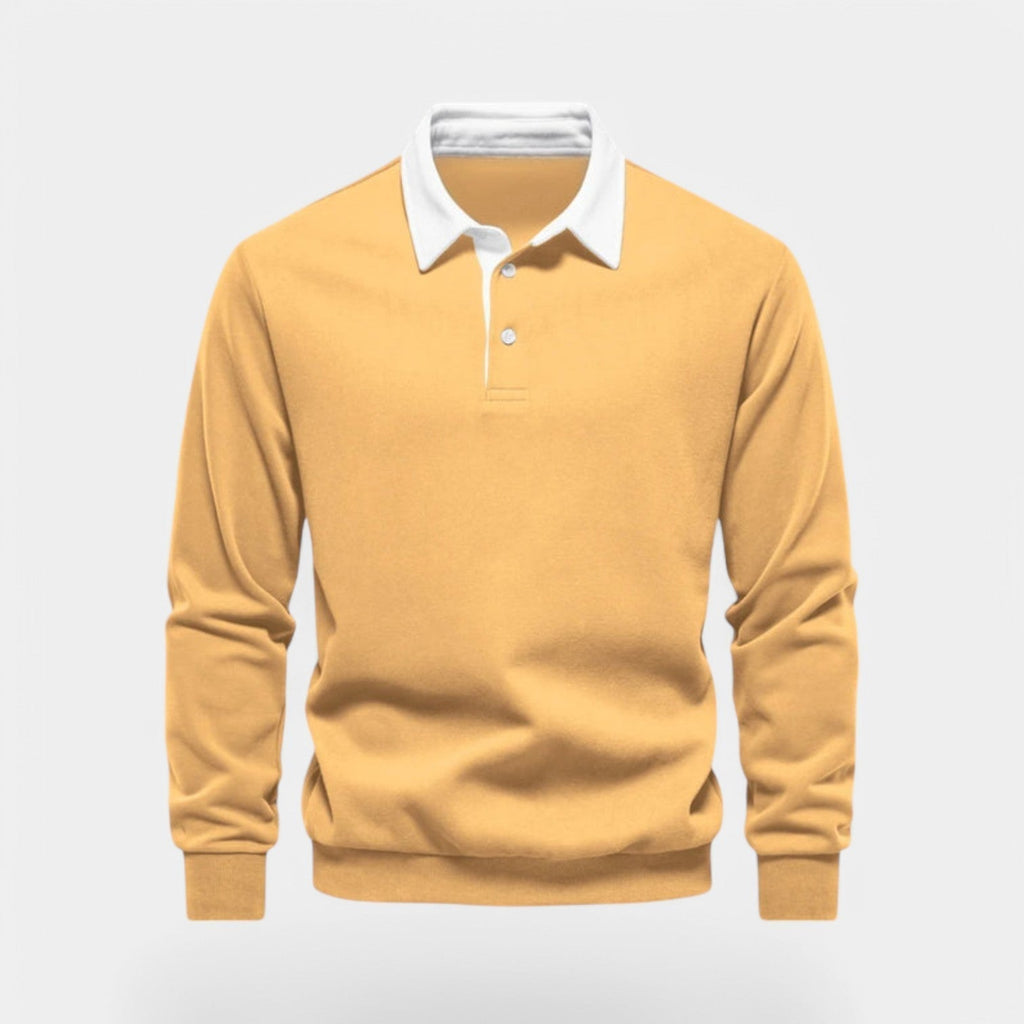 Dress Collar Polo Sweatshirt Cotton Pullover for Men