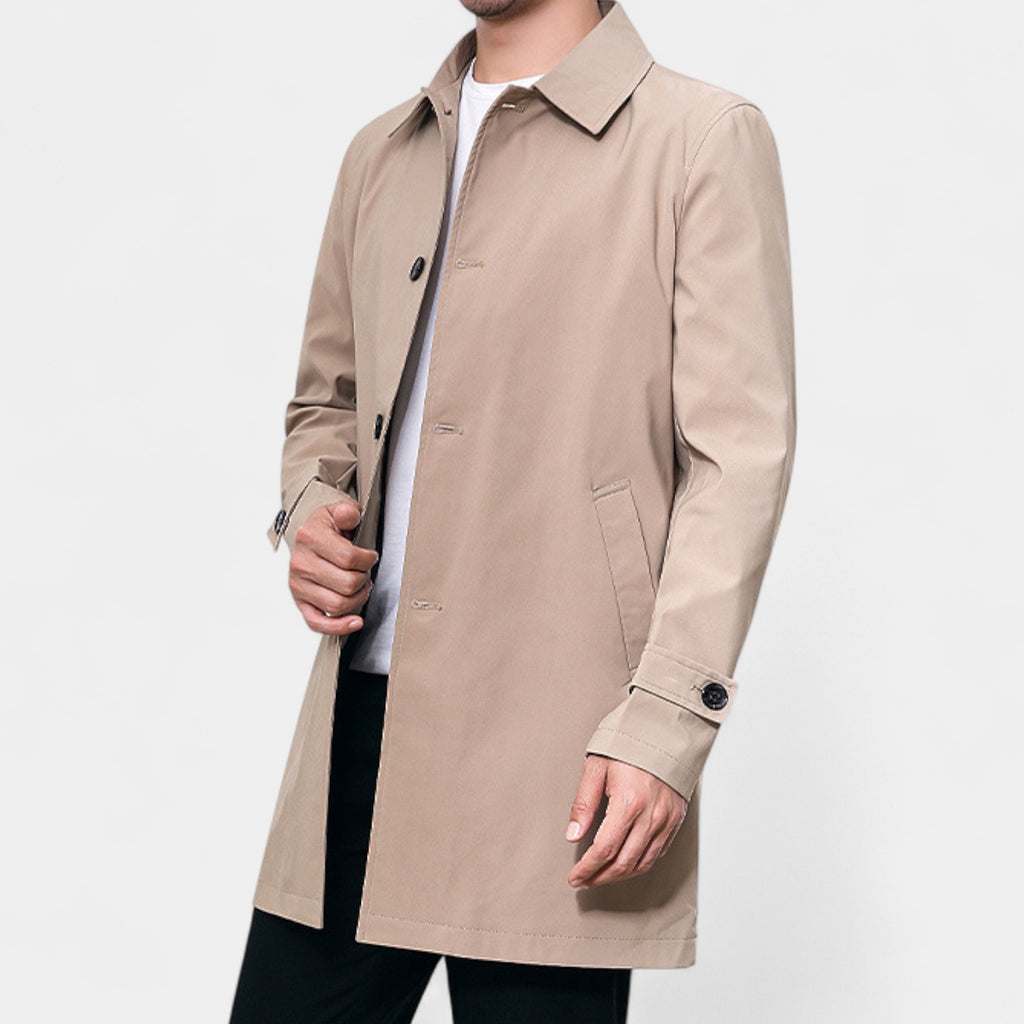 Waterproof Trench Coat Regular Fit Mid-Length for Men