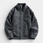 Collared Zip Jacket Suede-Touch Relaxed Fit for Men