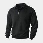 Quarter-Zip Textured Cable Knit Pullover for Men