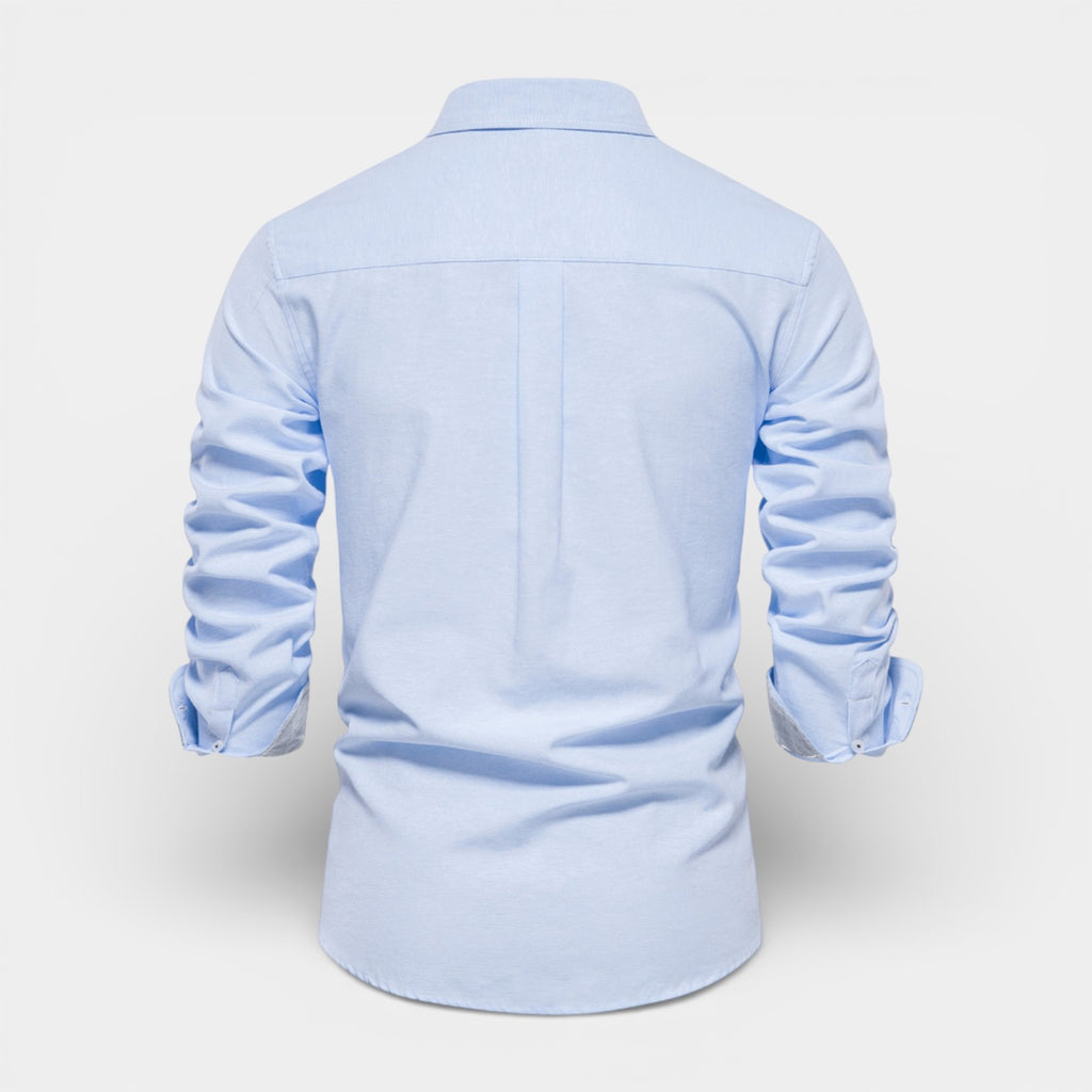 Long Sleeve Button-Up Shirt Contrast Cuff for Men