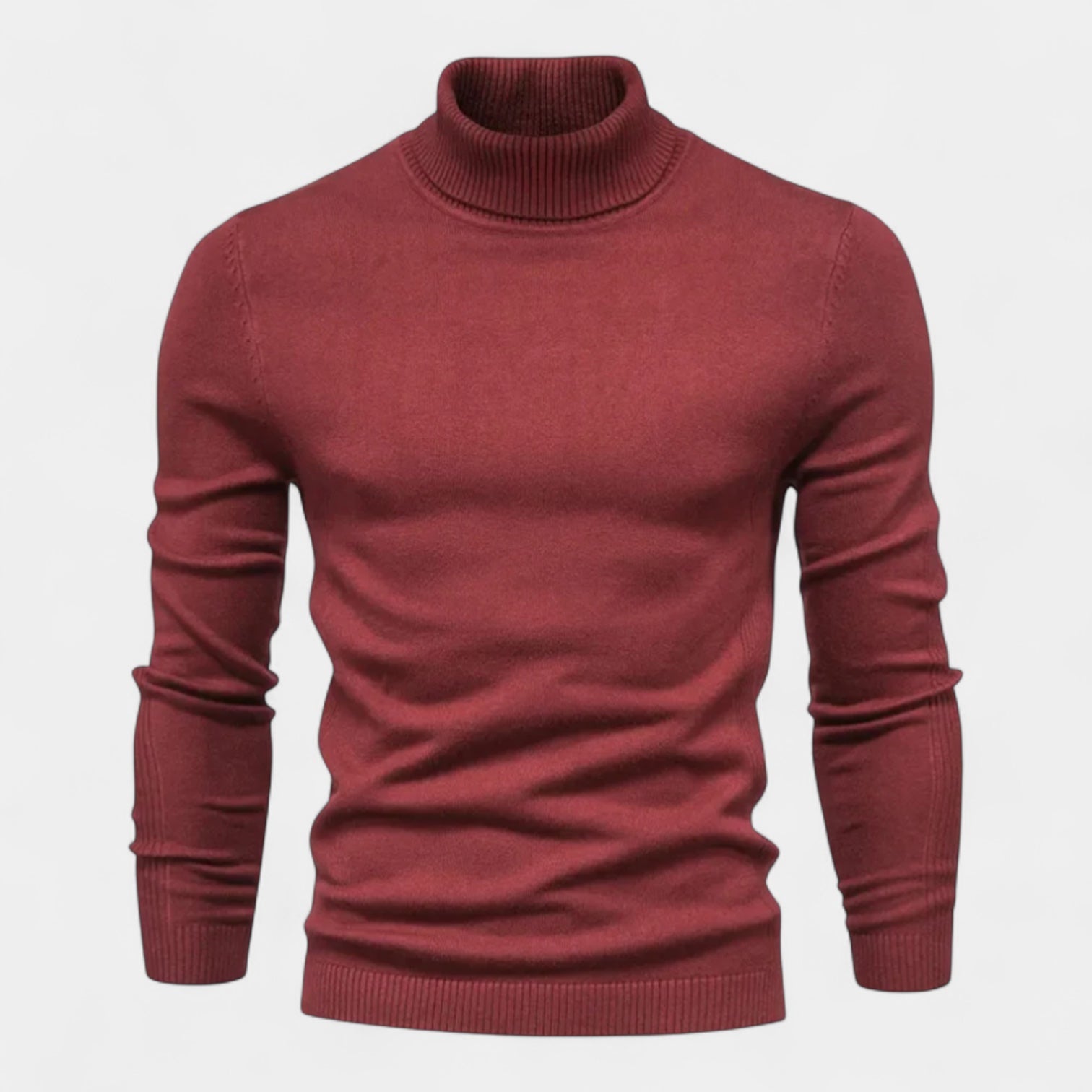 Ribbed Turtleneck Sweater Slim Fit Knit for Men