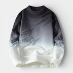 Distressed Ombre Crewneck Knit Sweater Regular Fit for Men