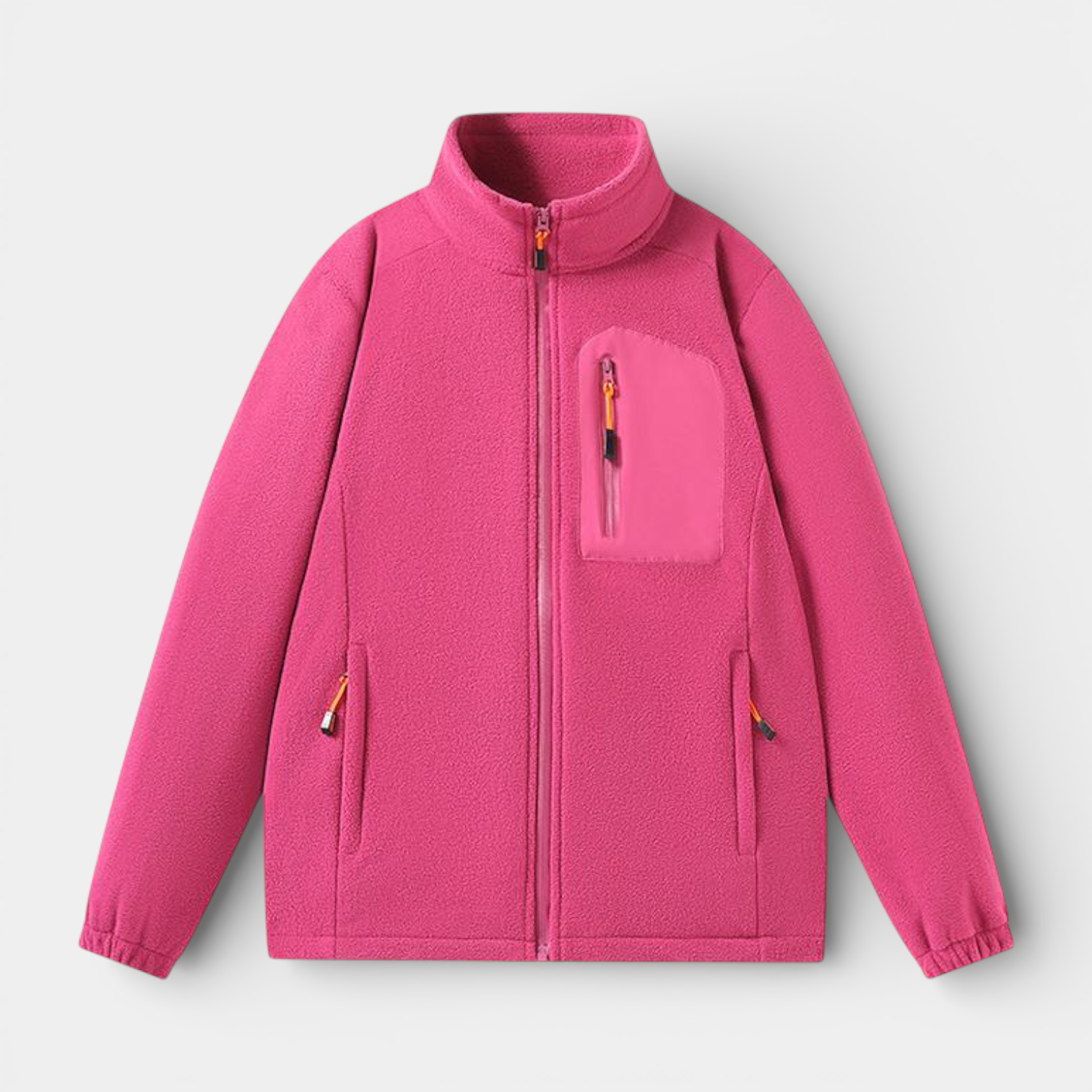 Fleece Full-Zip Jacket Stand Collar Regular Fit for Men